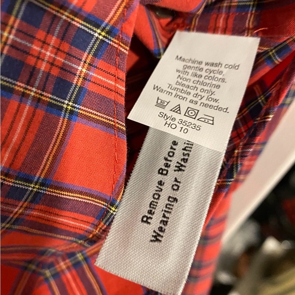 J. Crew red plaid button front shirt. Size 8. Great condition. - Picture 3 of 3